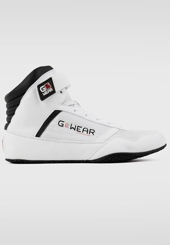 Gwear Classic High Tops - Bodybuilding und Fitness Schuhe mit Logo leicht bequem perfekt für Gym Sport Krafttraining (weiß / schwarz, EU Schuhgrößensystem, Erwachsene, Herren, Numerisch, M, 41) von Gorilla Wear