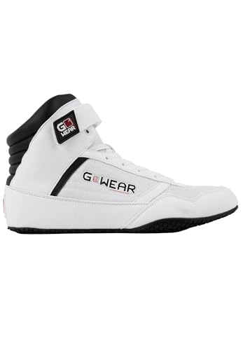 Gwear Classic High Tops - Bodybuilding und Fitness Schuhe mit Logo leicht bequem perfekt für Gym Sport Krafttraining (weiß / schwarz, EU Schuhgrößensystem, Erwachsene, Herren, Numerisch, M, 40) von Gorilla Wear