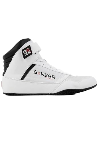 Gwear Classic High Tops - Bodybuilding und Fitness Schuhe mit Logo leicht bequem perfekt für Gym Sport Krafttraining (weiß / schwarz, EU Schuhgrößensystem, Erwachsene, Herren, Numerisch, M, 41) von Gorilla Wear