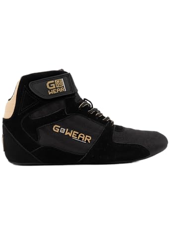 Gwear Pro High Tops Rot/Schwarz - Bodybuilding und Fitness Schuhe mit Logo leicht bequem perfekt für Gym Sport Krafttraining (Schwarz/Gold, EU Schuhgrößensystem, Erwachsene, Numerisch, M, 36) von Gorilla Wear