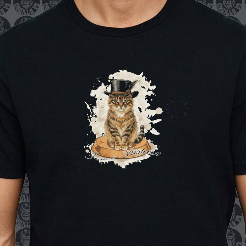 Süße Katze Mit Zylinder Hut, Katzenliebhaber, Tshirt Druck Spruch I Am A Aristocat, Funny von GorillaFX