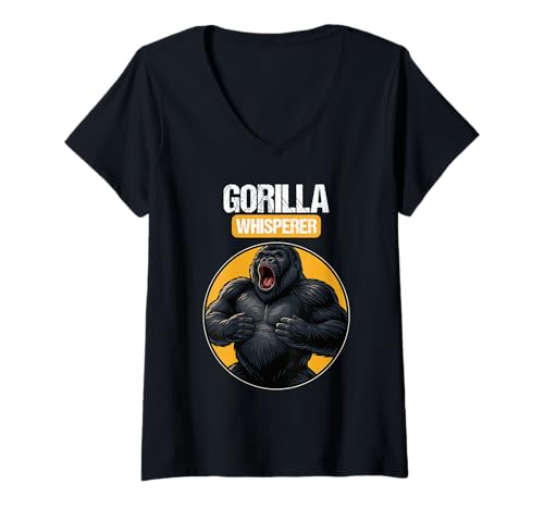 Damen Gorillas Gorilla T-Shirt mit V-Ausschnitt Damen Gorillas Gorilla T-Shirt mit V-Ausschnitt von Gorillas Gorilla Tier Shop