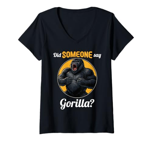Damen Gorillas Gorilla T-Shirt mit V-Ausschnitt Damen Gorillas Gorilla T-Shirt mit V-Ausschnitt von Gorillas Gorilla Tier Shop