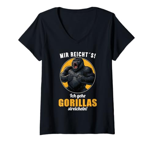 Damen Gorillas Gorilla T-Shirt mit V-Ausschnitt Damen Gorillas Gorilla T-Shirt mit V-Ausschnitt von Gorillas Gorilla Tier Shop