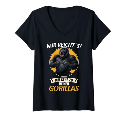 Damen Gorillas Gorilla T-Shirt mit V-Ausschnitt Damen Gorillas Gorilla T-Shirt mit V-Ausschnitt von Gorillas Gorilla Tier Shop