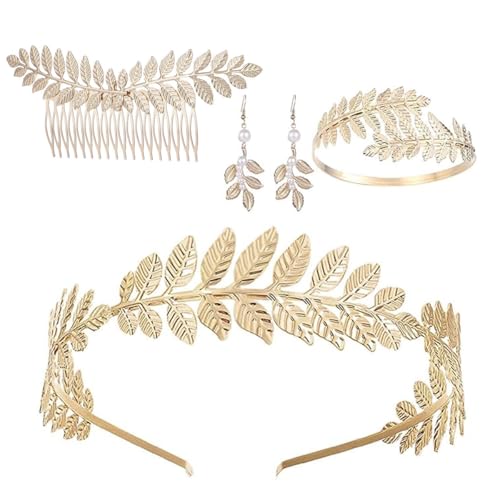Gorise 4-teiliges Kostümschmuckset Im Stil Der Griechischen Göttin, Haarschmuck Mit Lorbeerblättern, Stirnband Der Römischen Göttin von Gorise