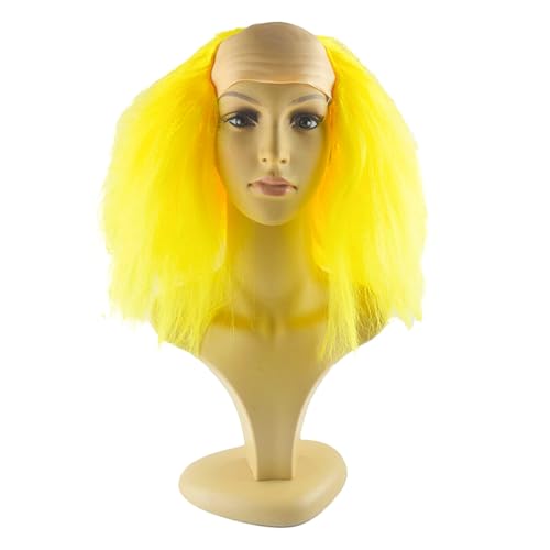 Gorise Glatzenperücke Rollenspiel Alter Mann Halb Glatze Perücke Neuheit Glatze Perücke Geeignet Für Halloween Party Karneval Rollenspiel Party Kostüm Requisiten Maskerade Gelb von Gorise