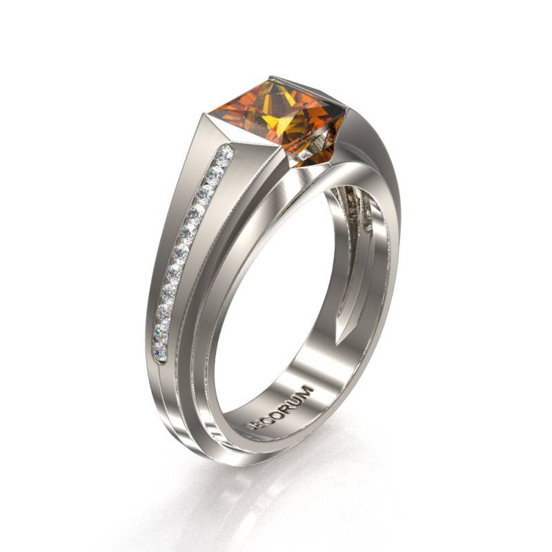Decorum 950 Platin 2, 0 Ct Brown Diamond Modern Herrenring G1079-Platdbr von GormanDesigns