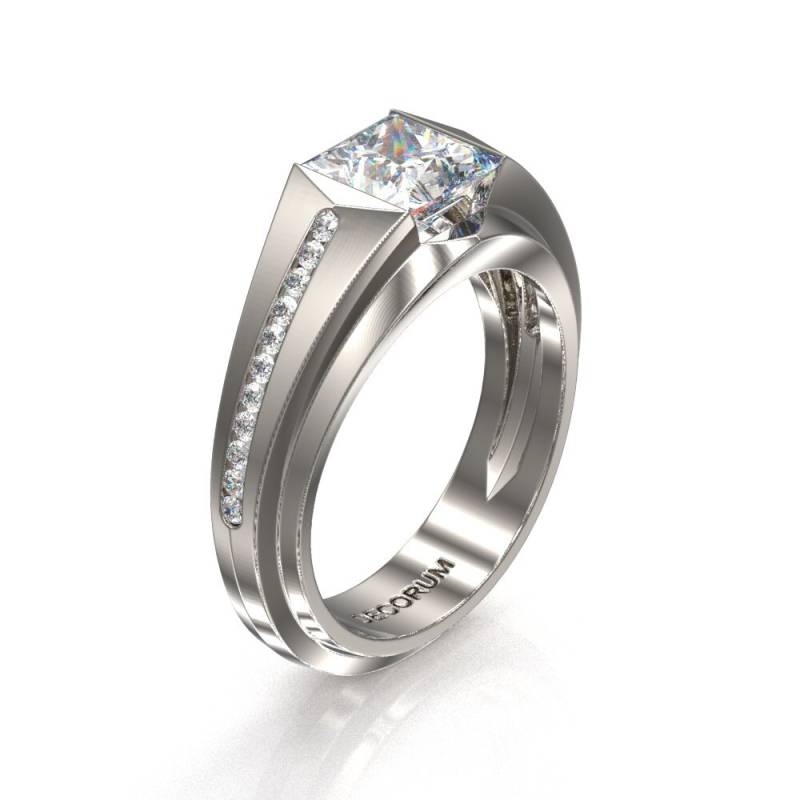 Decorum 950 Platin 2, 0 Ct Weißer Saphir Diamant Moderner Herrenring G1079-Platdws von GormanDesigns