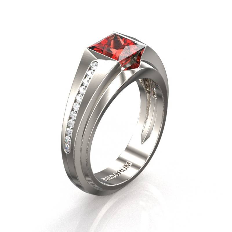 Decorum 950 Platin 2.0 Ct Rubin Diamant Moderner Herrenring G1079-Platdrb von GormanDesigns