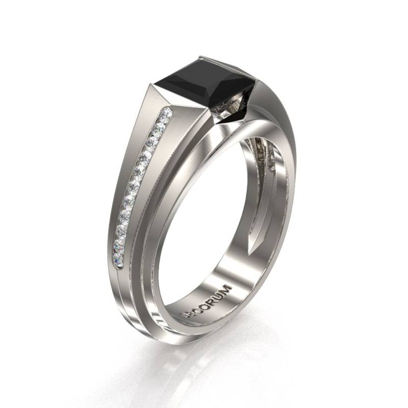 Dekorum 950 Platin 2.0 Ct Schwarz Diamant Moderne Herren Ring G1079-Platdbd von GormanDesigns