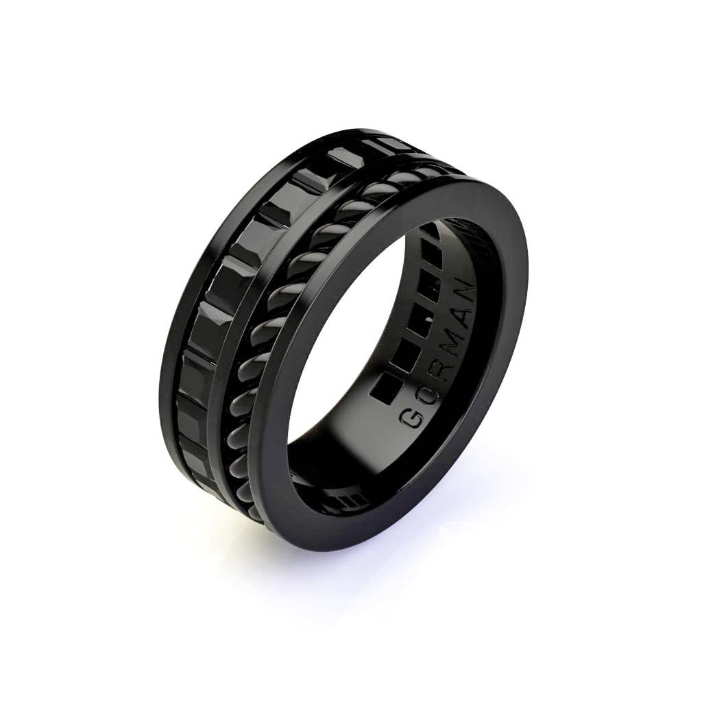 Gorman Herren 14K Schwarz Gold Prinzessin Diamant Cluster Seil Modern Ehering G1184-14Kbgbd von GormanDesigns