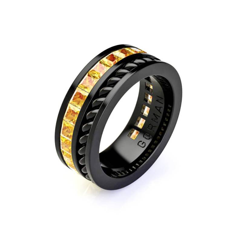 Gorman Herren 14K Schwarz Gold Prinzessin Gelb Saphir Cluster Seil Moderne Ehering G1184-14Kbgys von GormanDesigns