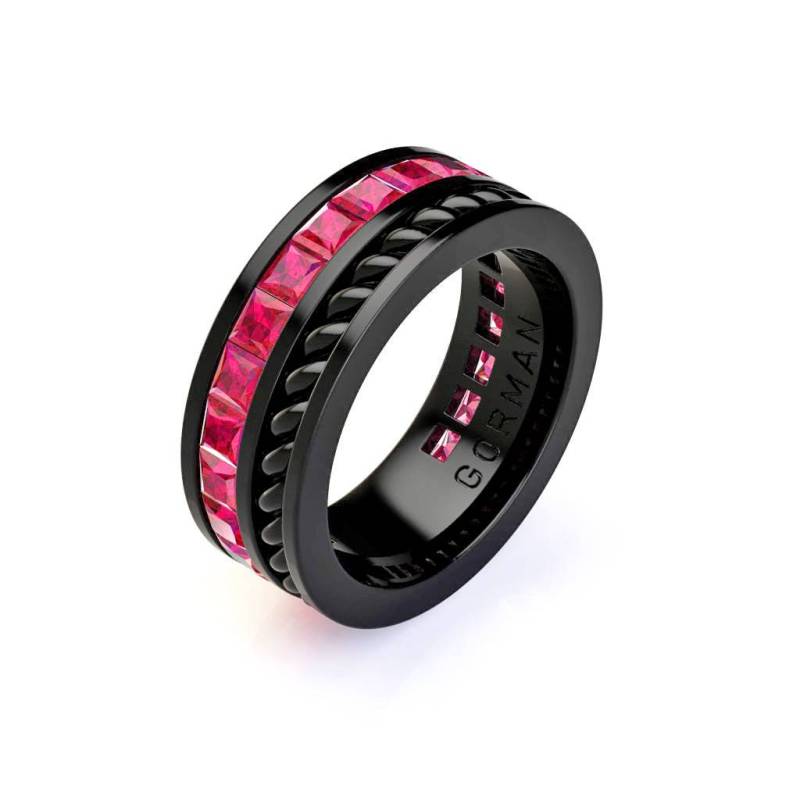 Gorman Herren 14K Schwarz Gold Prinzessin Rubin Cluster Seil Moderne Ehering G1184-14Kbgrb von GormanDesigns