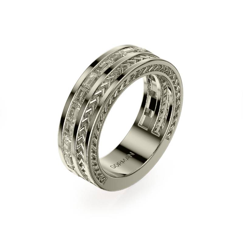 Herren Platin Baguette Weiß Diamant Ehering von GormanDesigns