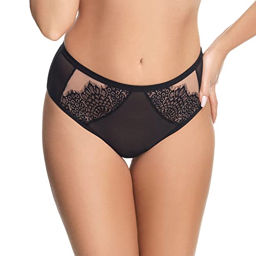 Gorsenia Dame Slip Brazilian Spitze Elegant Klassisch Unterwäsche K679 Ravenna, Schwarz,L von Gorsenia