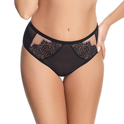 Gorsenia Dame Slip Brazilian Spitze Elegant Klassisch Unterwäsche K679 Ravenna, Schwarz,S von Gorsenia