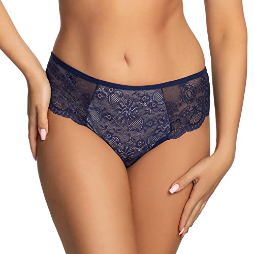 Gorsenia Dame Slip Brazilian Spitze Geblümt Ausgeschnitten Elegant K358/1, Dunkelblau,L von Gorsenia