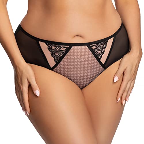 Gorsenia Dame Slip Klassisch Stickerei Netz Gemustert Voll K702 Celine, Schwarz,L von Gorsenia