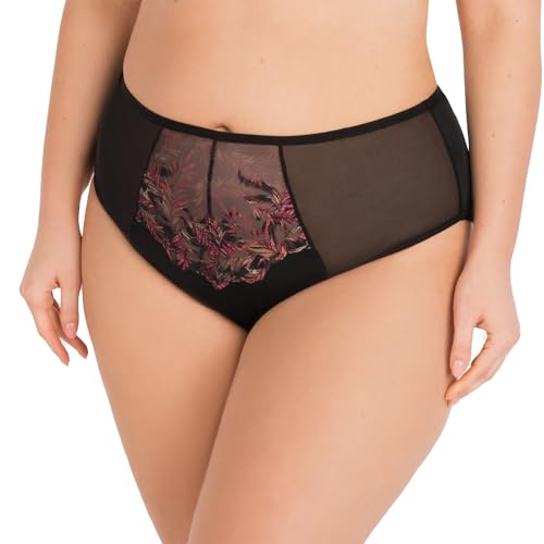 Gorsenia Dame Slip Mit Hohem Bund Klassisch Voll Netz Tüll Unterhose K794 Jenny, Schwarz,XL von Gorsenia