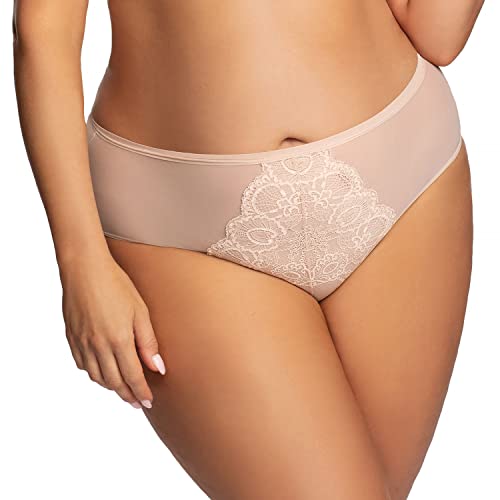 Gorsenia Dame Slip Netz Spitze Geblümt Klassisch Voll Unterhose K711 Annette, Beige,L von Gorsenia