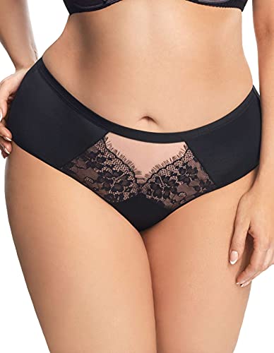 Gorsenia Dame Slip Unterhose Tüll Spitze Unterwäsche K648 Alicante, Schwarz,L von Gorsenia