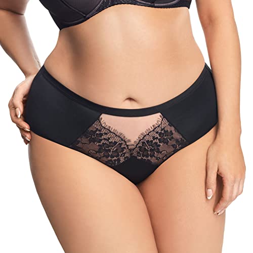 Gorsenia Dame Slip Unterhose Tüll Spitze Unterwäsche K649 Alicante, Schwarz,L von Gorsenia