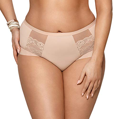 Gorsenia Dame Slip Unterhose Unterwäsche Hoher Bund K442 Luisse, Beige,M von Gorsenia