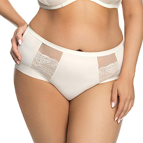 Gorsenia Dame Slip Unterhose Unterwäsche Hoher Bund K442 Luisse, Hellbeige,L von Gorsenia