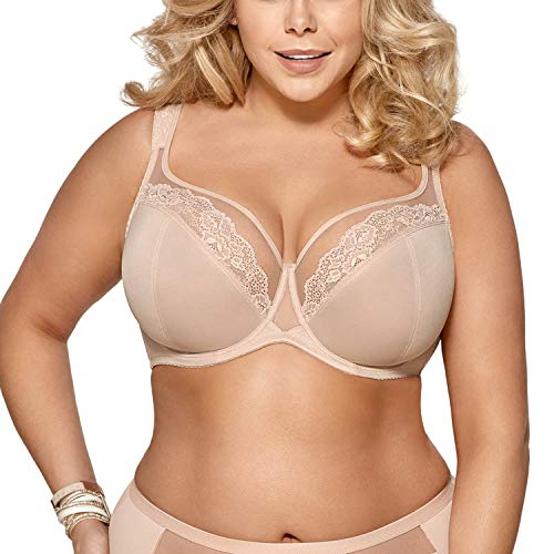 Gorsenia Dame Soft BH Bügeln Nicht Gepolstert Voll-Cup Große Brüste K441 Luisse, Beige,65H von Gorsenia