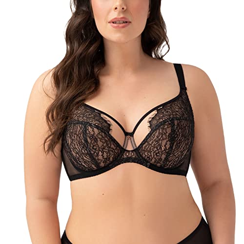 Gorsenia Dame Soft-BH Dpitze Netz Klassisch Bügel Gemustert Elegant K752 Therese, Schwarz,75D von Gorsenia