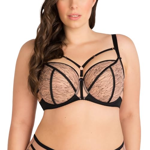 Gorsenia Dame Soft BH Große Brüste Bügel Gemustert Elegant Tüll K807 Cora, Schwarz,90J von Gorsenia