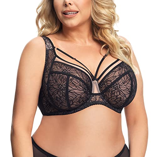 Gorsenia Dame Soft-BH Klassisch Schalen Spitze Streifchen Tüll K638 Venezia, Schwarz,75M von Gorsenia