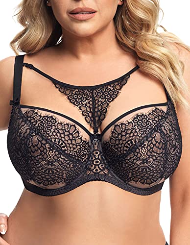 Gorsenia Dame Soft BH Spitze Netz Schleifchen Schalen Elegant K677 Ravenna, Schwarz,80E von Gorsenia