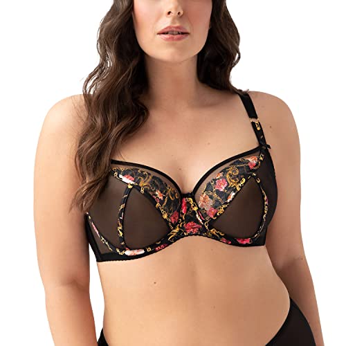 Gorsenia Dame Soft-BH Stickerei Netz Träger Schalen Schleife Dessous K755 Chiara, Schwarz,80K von Gorsenia