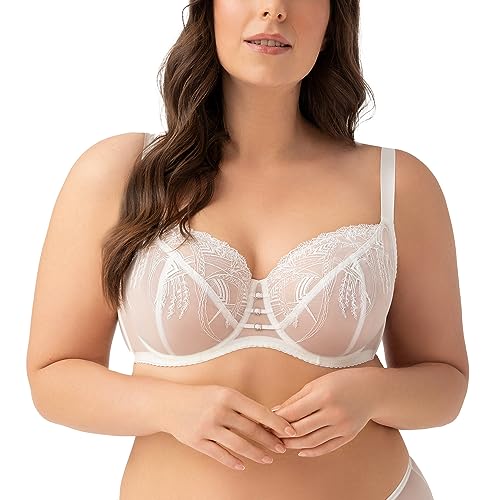 Gorsenia Dame Soft- BH Träger Stickerei Netz Schalen Dessous Streifen K783 Diya, Beige,75G von Gorsenia