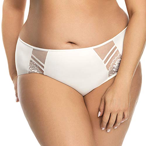 Gorsenia Damen Slip Unterhose Tüll Spitze Hoher Bund K497 Paradise, Hellbeige,3XL von Gorsenia