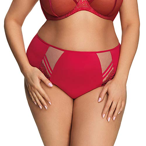 Gorsenia Damen Slip Unterhose Tüll Spitze Hoher Bund K497 Paradise, Rot,XXL von Gorsenia