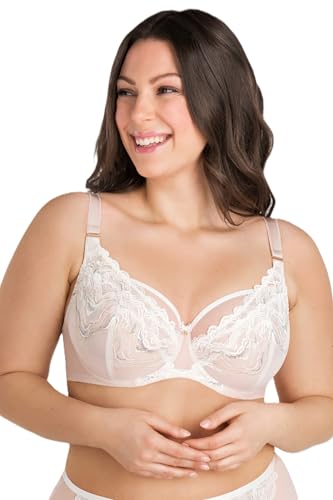 Gorsenia Damen Soft BH K864 Marble Dream Softschale Bügel Big Große Größen Übergröße Stickerei Beige (DE/NL/SE/PL, Körbchengröße & Bandgröße, E, 85, Beige) von Gorsenia
