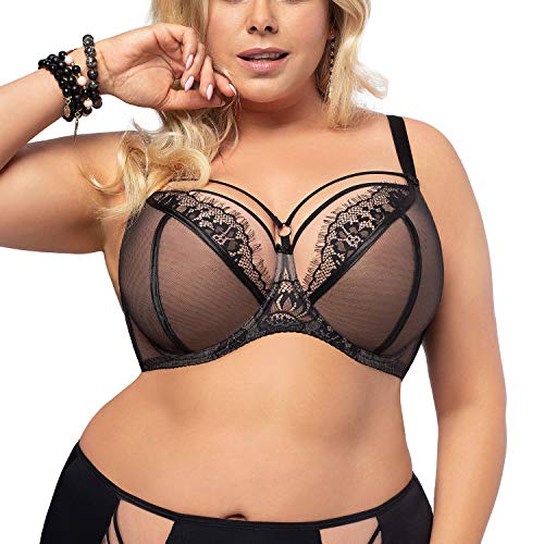 Gorsenia Damen Soft BH Softschale Bügel Große Größen K496 Paradise, Schwarz,100F von Gorsenia