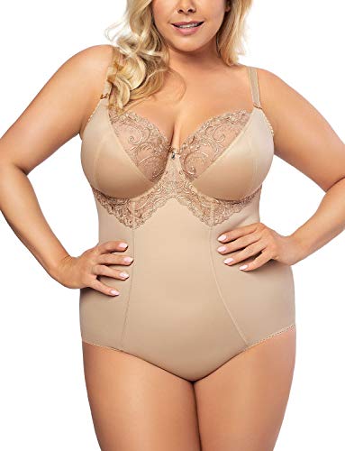 Gorsenia K356 Gala Body Dame Maxi Shapewear Stickerei Soft-Cups Regulierbar EU, Beige,90C von Gorsenia