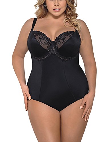 Gorsenia K356 Gala Body Dame Maxi Shapewear Stickerei Soft-Cups Regulierbar EU, Schwarz,85E von Gorsenia