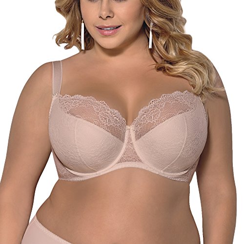 Gorsenia K357 Blanca Bügel BH Dame Dessous Spitze Geblümt Regulierbar Setteil EU, Beige,105C von Gorsenia