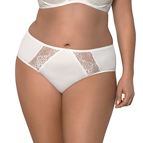 Gorsenia K358 Blanca Slips Dame Dessous Spitze Geblümt Normaler Bund Setteil EU, Elfenbein,XXL von Gorsenia