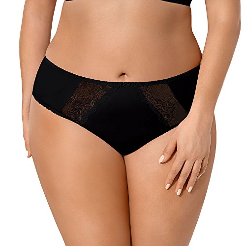 Gorsenia K358 Blanca Slips Dame Dessous Spitze Geblümt Normaler Bund Setteil EU, Schwarz,XXL von Gorsenia