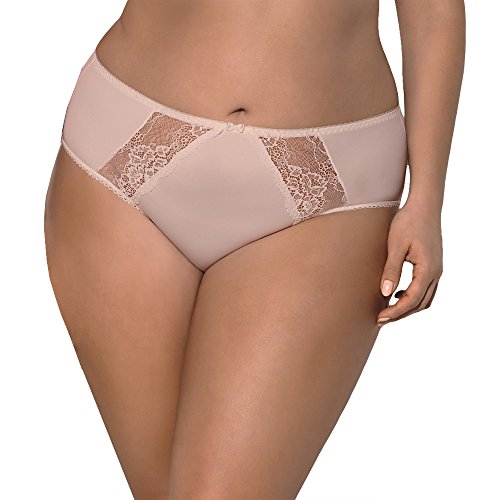 Gorsenia K358 Blanca Slips Dame Dessous Spitze Geblümt Normaler Bund Setteil EU, Beige,XXL von Gorsenia