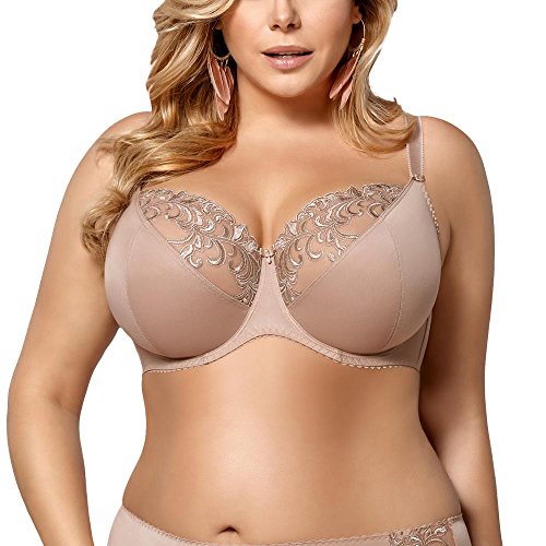 Gorsenia K378 Victoria Soft BH Dame Maxi Stickerei Regulierbar Setteil EU, Beige,80I von Gorsenia