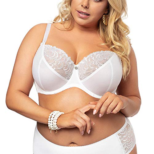 Gorsenia K378 Victoria Soft BH Dame Maxi Stickerei Regulierbar Setteil EU, Weiß,75G von Gorsenia