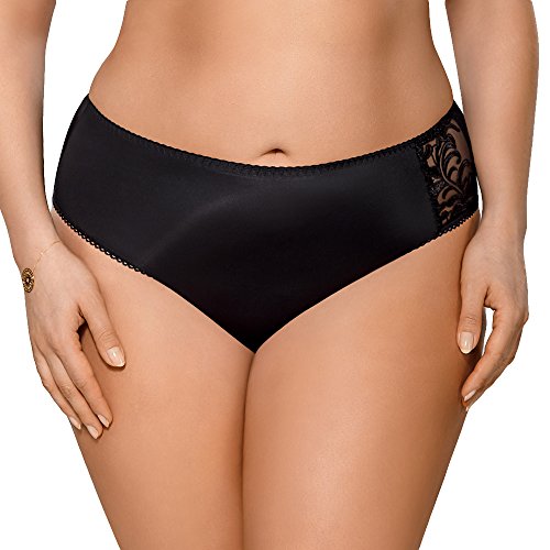 Gorsenia K379 Victoria Slips Dame Maxi Dessous Stickerei Normaler Bund, Schwarz,XL von Gorsenia