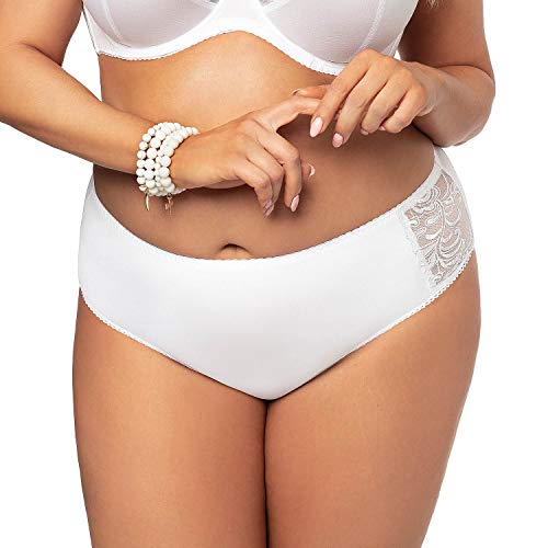 Gorsenia K379 Victoria Slips Dame Maxi Dessous Stickerei Normaler Bund, Weiß,3XL von Gorsenia